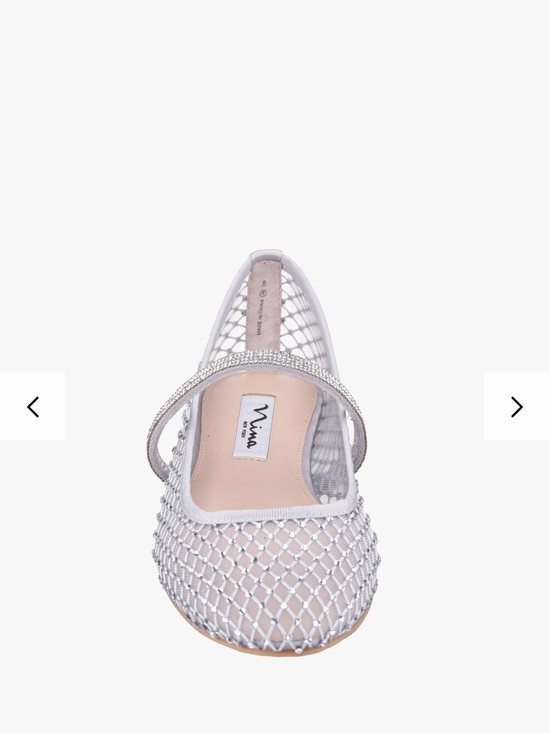 Nina Shoes - Nina Peggy Silver Mesh Rhinestone Flats